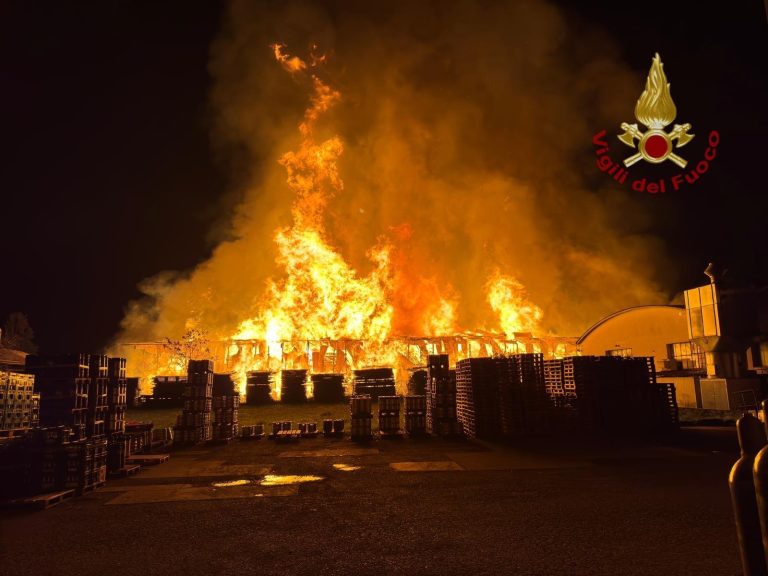 Sansepolcro, incendio in una fabbrica di legname: lievemente ferito uno dei proprietari